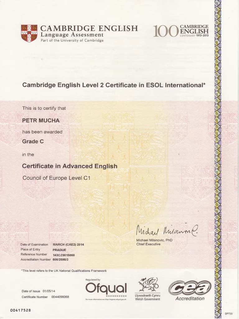 Certyfikat CAE C1 (Cambridge)