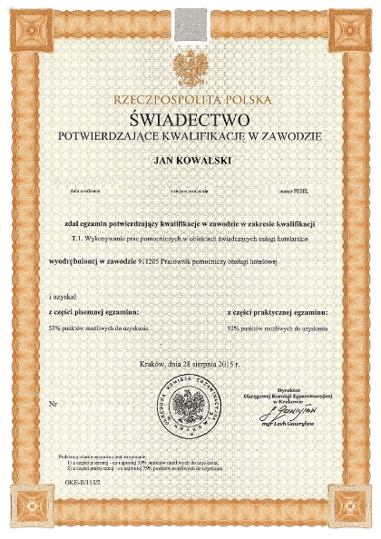 Dyplom kwalifikacji zawodowych