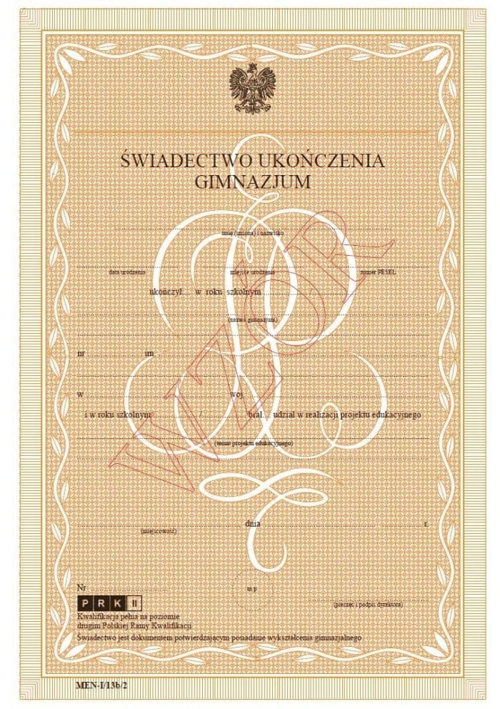 Świadectwo gimnazjalne